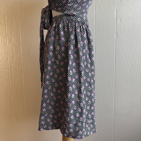 Vintage Betsey Johnson Floral Polka Dot Tie Back Apron Style Sun Dress Y2K - Picture 6 of 12